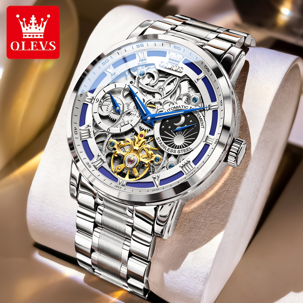Luxury Watch Moon Phase - ساعة OLEVS 6670 الأصلية للرجال بتصميم
