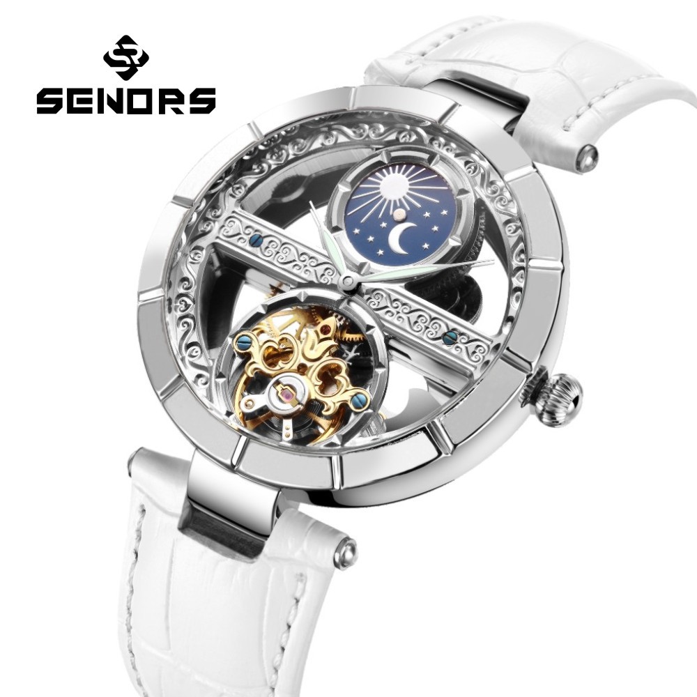 Luxury Watch Moon Phase - ساعات ميكانيكية بهيكل عظمي توربيون مقاومة