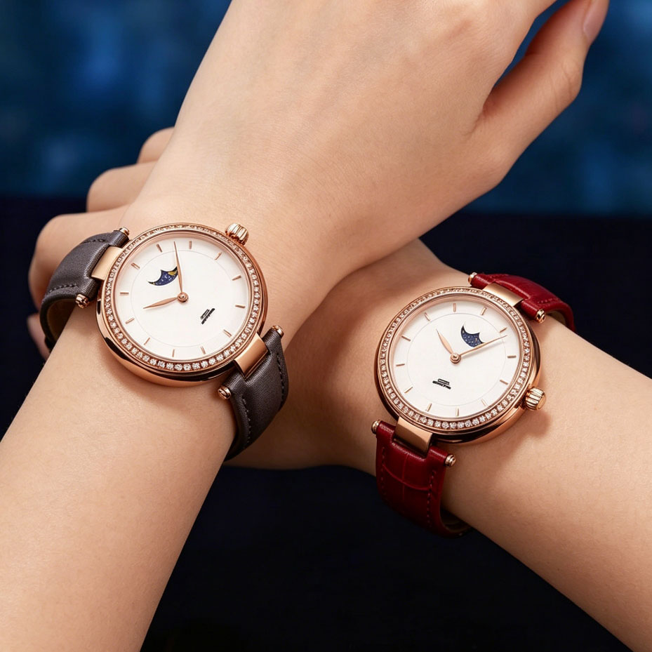 Luxury Watch Moon Phase - ساعة بكين الكلاسيكية للنساء، ساعة هيكل
