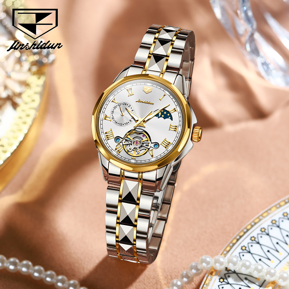 ساعة JSDUN 8937 للسيدات، ساعة  - مراجعة Luxury Watch Moon Phase وسعره