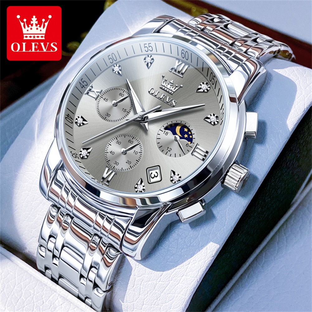 OLEVS 2858 ساعة كوارتز للرجال  - مراجعة Luxury Watch Moon Phase وسعره