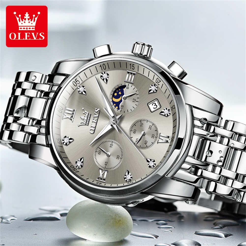 OLEVS 2858 ساعة كوارتز للرجال  - مراجعة Luxury Watch Moon Phase وسعره