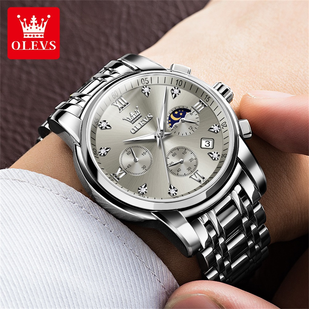 OLEVS 2858 ساعة كوارتز للرجال  - مراجعة Luxury Watch Moon Phase وسعره