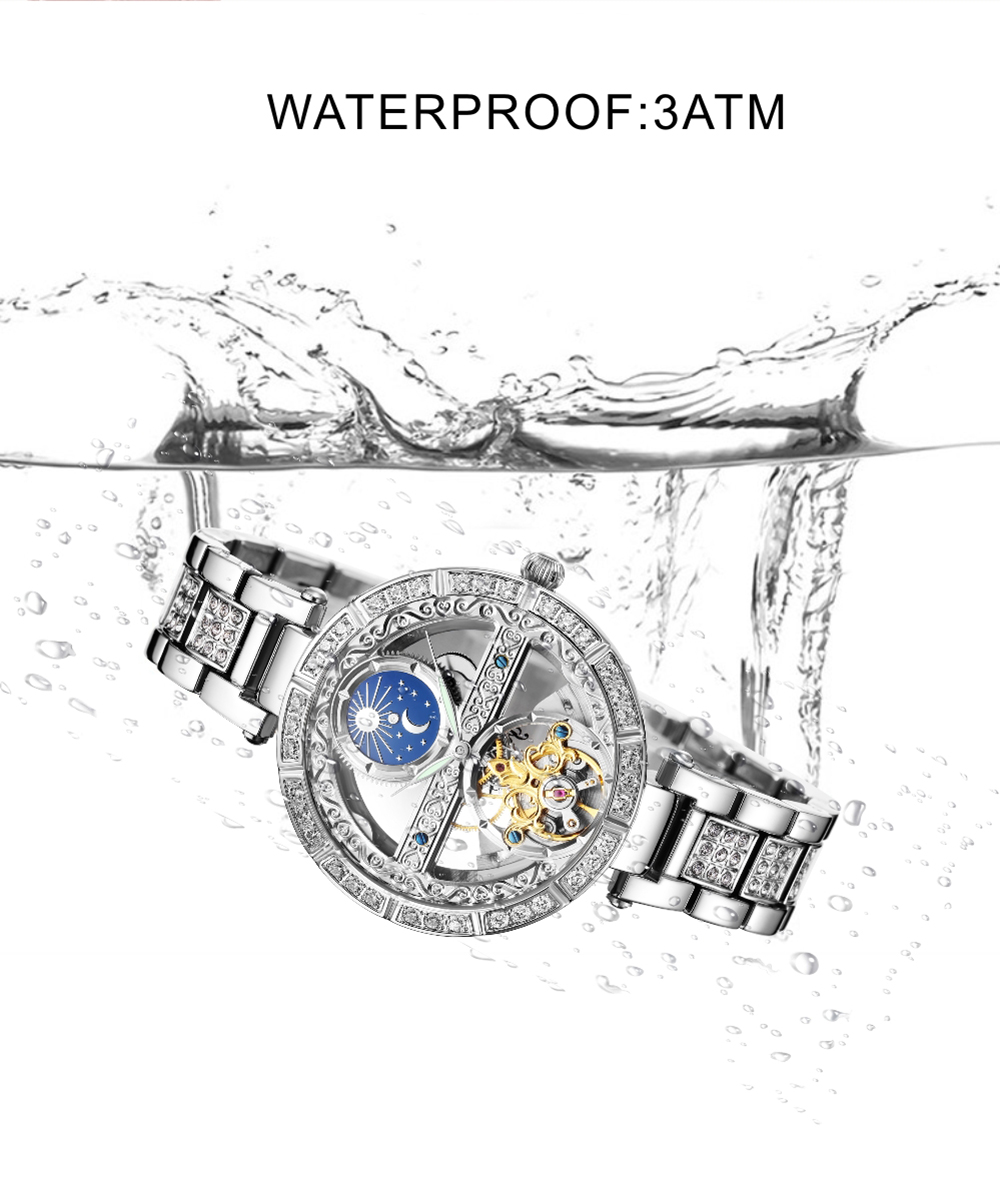 ساعات ميكانيكية بهيكل عظمي تور - مراجعة Luxury Watch Moon Phase وسعره