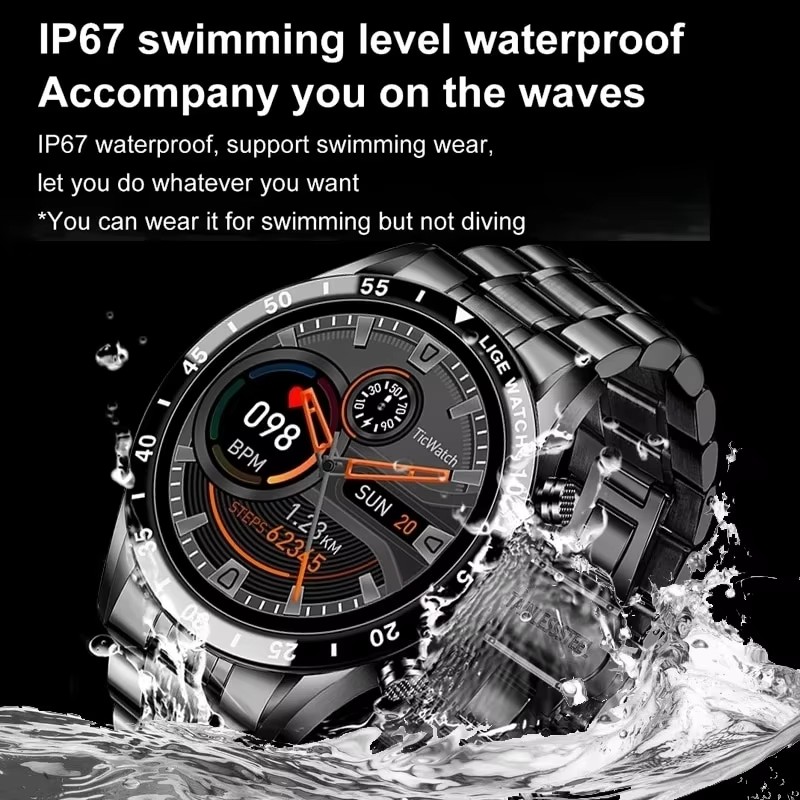 LIGE جديد بلوتوث دعوة ساعة ذكي - مراجعة Luxury Watch Arabic وسعره