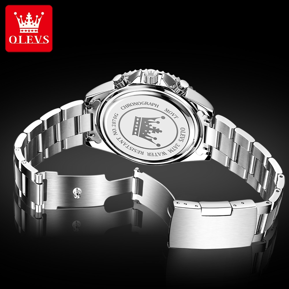 ساعات OLEVS 2870 للرجال، ساعة  - مراجعة Luxury Watch Moon Phase وسعره