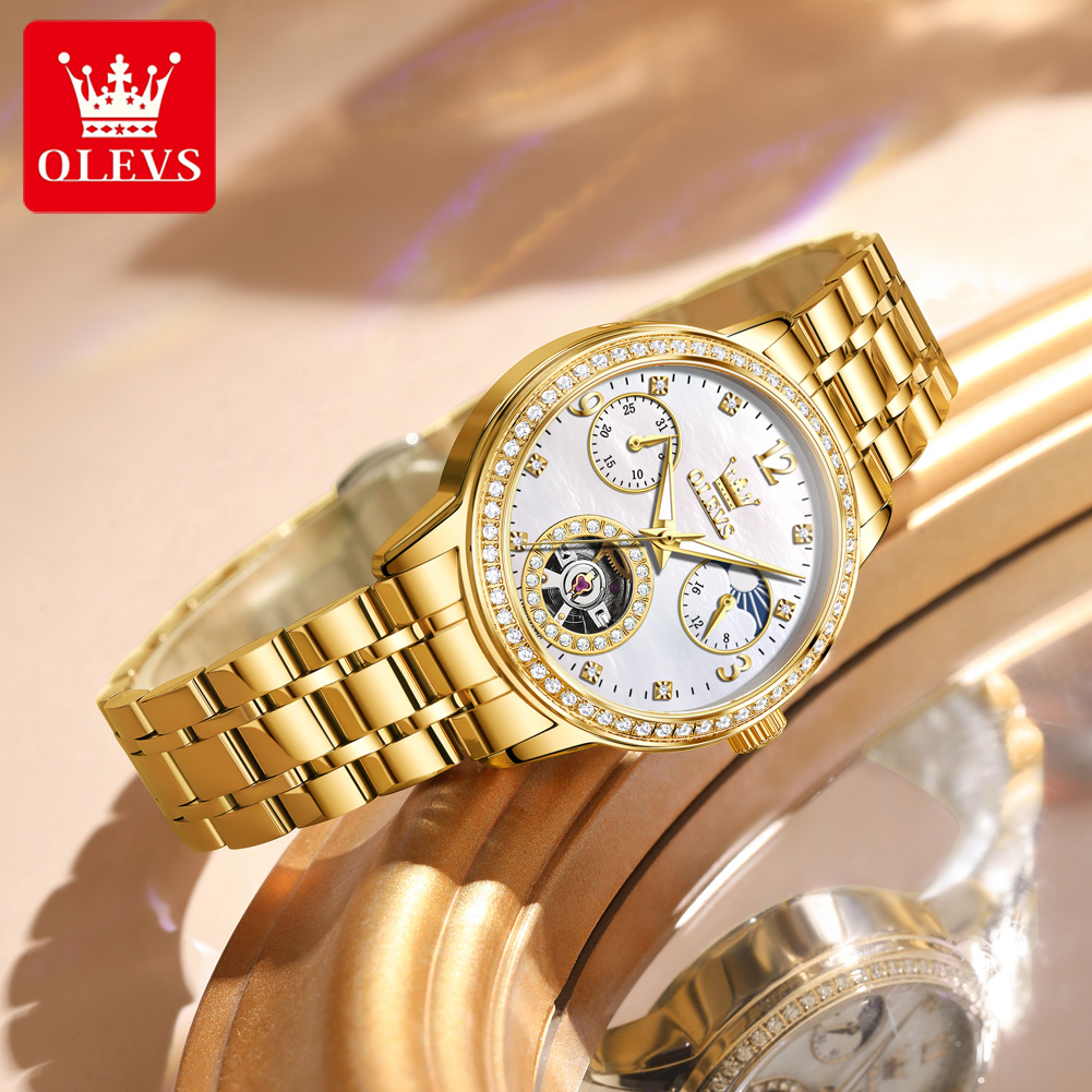 ساعة يد نسائية أوتوماتيكية OLE - مراجعة Luxury Watch Moon Phase وسعره